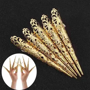5 Pcs Ancient Costume Antique Style Queen Nail Rings Set NEW Knuckle Finger Ring Finger Tip Protection Belly Dance Accessories
