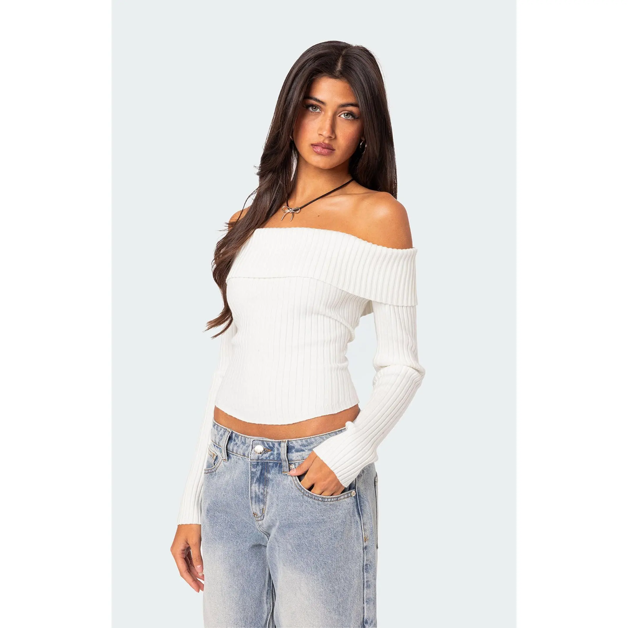 Edikted Women's Lauren Knit Fold Over Top