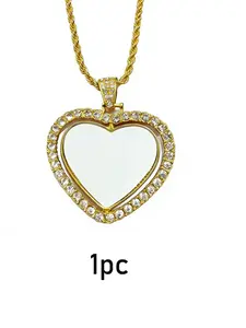 Heart Pendant Necklace Rhinestone Charm Jewelry Gift Set for Men Women, Personalized DIY Accessory for Family Friends