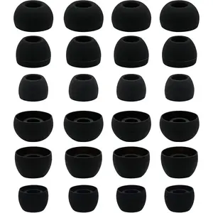 12 Pairs  Replacement Earbud Ear Buds Tips Compatible with Skullcandy Sesh Evo and Other 3.8mm to 5.5mm Nozzle Earbuds Earphones, S/M/L Black
