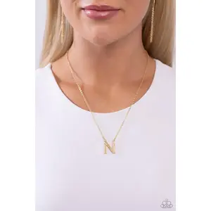 Paparazzi Leave Your Initials - Gold - N Necklace