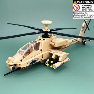 Military Series AH-64 Apache Armed Helicopter Building Blocks Model Kit Set, High Fidelity Assembly Toy, Special Accessories, Perfect Gift for Kids & Military Enthusiasts Birthday Gift, Christmas Gift.