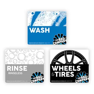The Rag Company - Bucket Sticker - 3-Pack - Rinse, Wash, and Wheel - Perfect for Detailers
