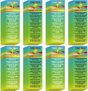 Bible Bookmarks Religious Valentines Christian Books of Bible Bible Verse Prayer Scripture Reading Jesus Loves You Bookmarks Gospel Tracts for Sunday School Office (The Ten Commandments, 120)