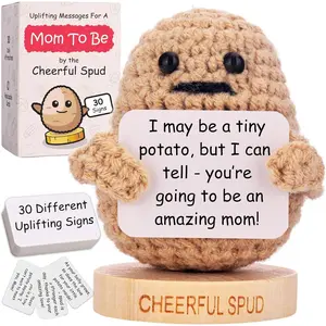 Mom to Be Gifts - Positive Potato with 30 Empowering Messages for Expecting Moms - Unique Gift for Pregnant Women - Pregnancy Gift for Mothers Day| Funny Crochet Doll for an Expecting Mom