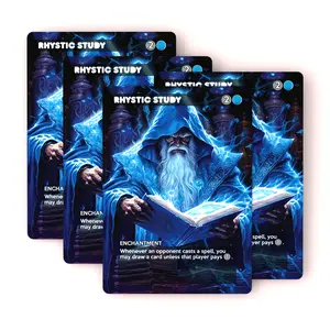 Rhystic Study Proxy Playset - (4 Copies) Perfect for Your Commander Deck Tcg Booster Packs Collectible Trading Cards