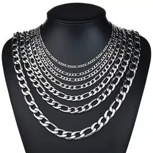 Stainless Steel Figaro Chain Necklace 16"-36" Men Women  3/4/5/7/9/10/12mm N70 Fashion Jewelry Accessories Fall Trendy Jewelry