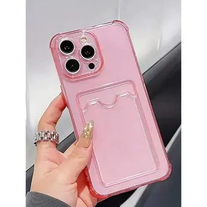 1pc Shock-Proof TPU Cell Phone Soft Case With Card Slots, Compatible With Iphone 15, 15 Pro, 15 ProMax