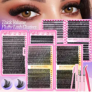 800pcs Natural Cluster Lashes with Glue & Tweezers | Mix Length 9-16mm Long-lasting Fluffy D Curl & Waterproof False Eyelashes Kit - Easy Apply Reusable Lash Extension Set Makeup