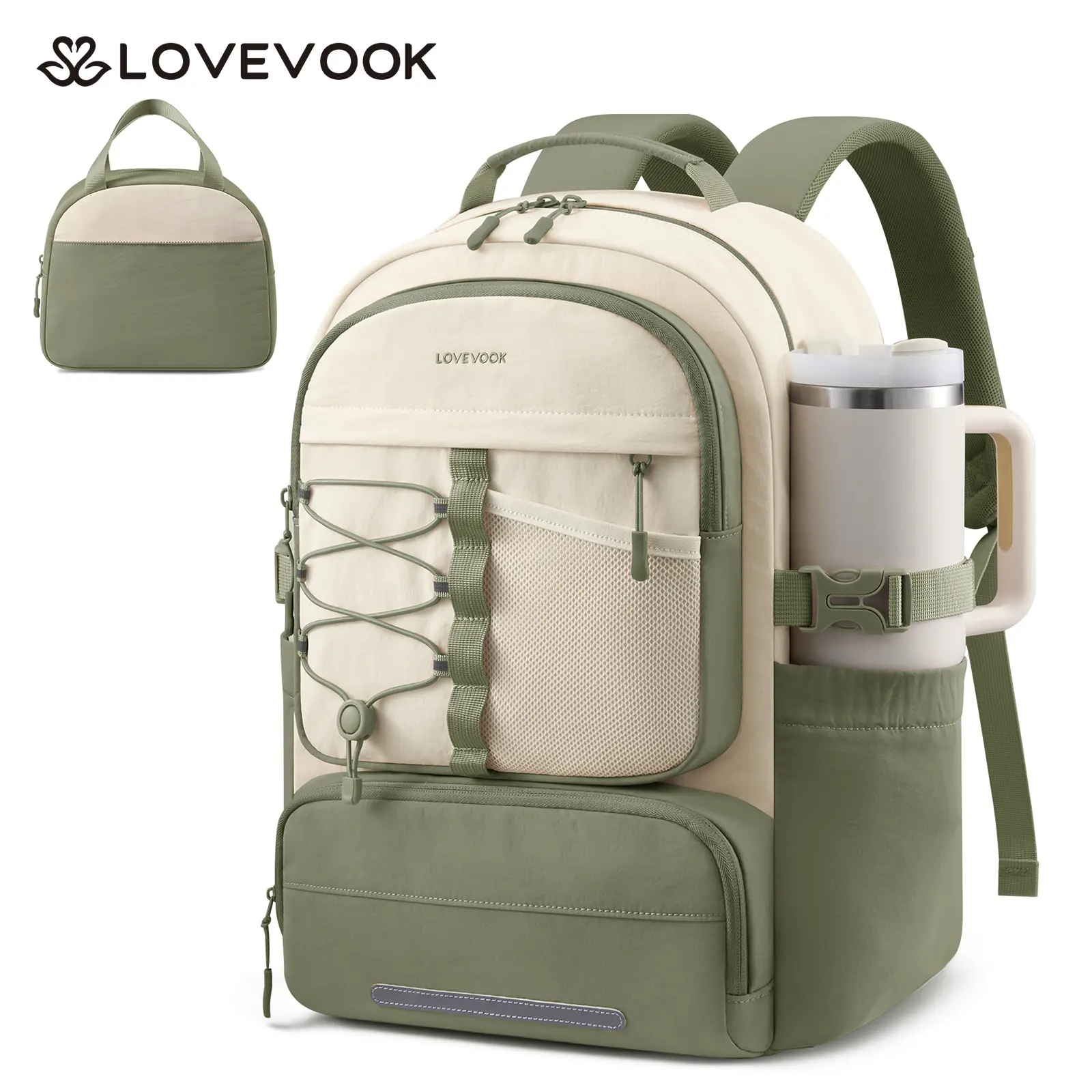 Pea Green&beige (with lunch bag)