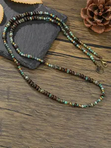 1PC Men's Retro Ethnic Style Africa Stone Necklace for Men Hippie Bohemia Long Beaded Necklace Man Tribal Jewelry Collar Hombre Modern Versatile Accessories