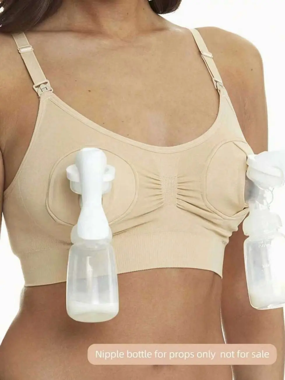 Hands-Free Nursing Bra, Wireless Breastfeeding Pump Support Bra with Front Clasp