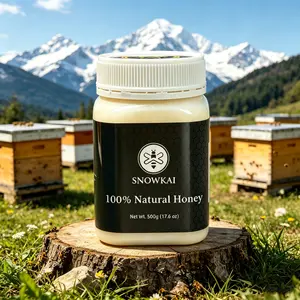 100% Natural White Honey - Thick Creamy Snow Honey 500g (17.6oz) - Wild Mountain Sourced - No Additives - Sweet & Smooth Texture - Flavor