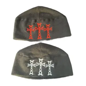 TOMMYYOMMIE 3 Cross Skull Cap - Black with White/Red Crosses
