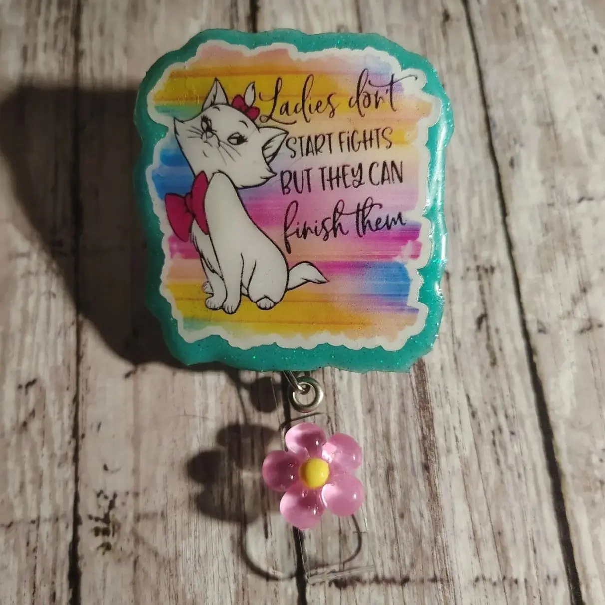 Aristocats a Lady doesn't start fights badge reel, retractable Cute gift