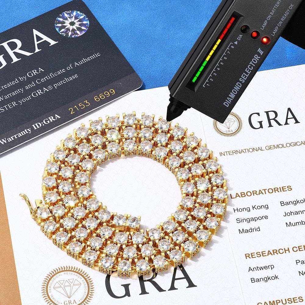 Fine Jewelry Hip Hop 925 Sterling Silver VVS Moissanite Diamond Cluster Tennis Chain Bracelet Necklace for Men Women