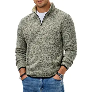 Dokotoo Men Quarter Zip Sweater Thermal Fleece Long Sleeve Pullover Casual 1/4 Zip Up Golf Sweaters