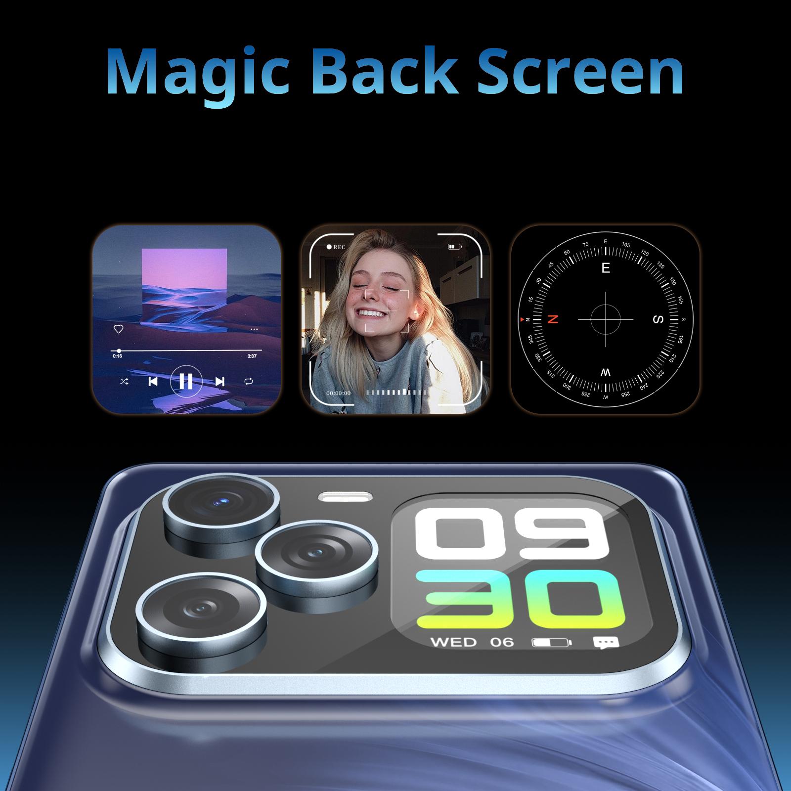 W&O Cell Phone (2026), 256GB Smartphone, G99, Unlocked Android, Large Display, High-end Smartphone with Curved Display and Dual Front & Rear Screens, High Res-Camera 64MP+16MP Front , 2M+8M Camera