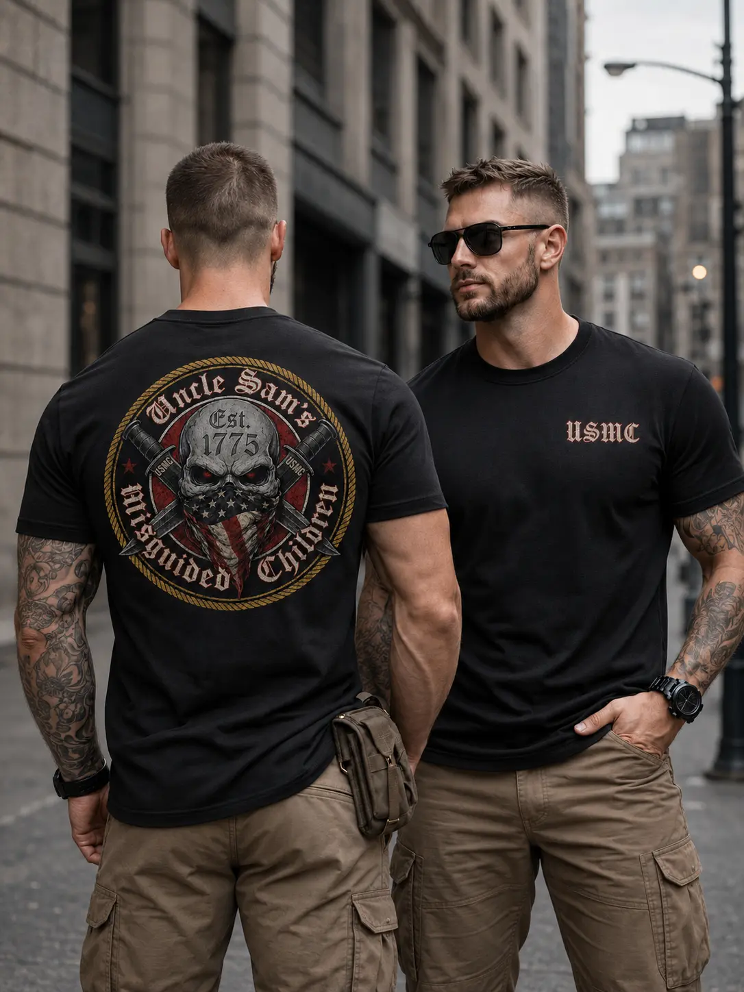 USMC Uncle Sam's Misguided Children Shirt, Marine Corps Skull Graphic Tee, Patriotic Military Veteran T-Shirt, American Flag Skull Shirt, USMC Gift for Marines