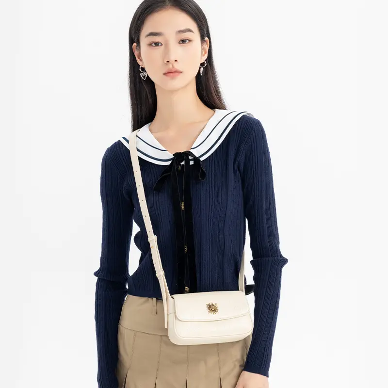 Women's bag - Yinran series croissant mini bag, cowhide shoulder bag