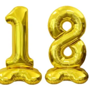 2pcs/set 42 Inch Standing Number Balloons, 18th Birthday Party Decorations, Anniversary, Photo Props, Room Decoration