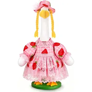 JcHrmers Watermelon Porch Goose Outfits Fits 23" Cement Plastic Goose Statue for Summer Outdoor Garden Yard Patio Lawn Decor
