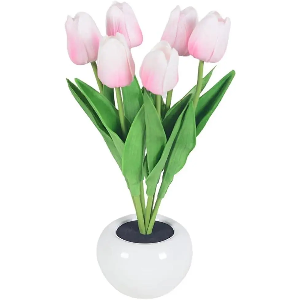 Tulip Table Lamp, Tulip Night Light Tulip Flower Table Lamp, Battery Powered Simulation Flower Potted Night Light Room Decoration, Tulips Artificial Flower with LED Light for Desk Home Decor