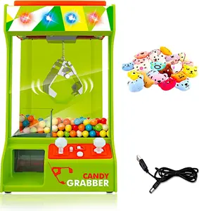 Claw Machine Arcade Grabber, Plushies Gift Candy Prize Figures Capsules Dispenser, Flashing Lights Adjustable Game Music, Battery USB Power Crane, Kids Boys Girls Classic Treats Vending Toy