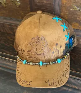 Wildflowers Wild Horses Trucker Hat Unique Feathered