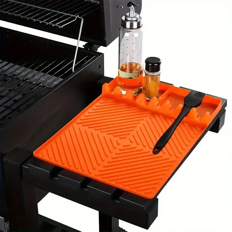 Blackstone Durable Thick Silicone Side Shelf Grill Mat - Large, Includes Drip Pad, Outdoor Kitchen Accessory for Barbecue Utensils Counters