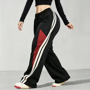 AIbart Fashion Patchwork Maxi Women's Pants, Loose MaxiLength, Contrast Color Patchwork Highlight, EnhanceOutfit Layering, Suitable For Daily Commute AndCasual Wear Sports