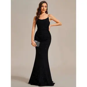 Ever-Pretty  dress Glitter Spaghetti Strap U-Veck Open Back Bodycon Stretchy Evening Dress 01945 Womenswear Garment Elegant Women's Plain Bodycon Dress Sequin Strapless Cocktail Dress bonita  prom  dress