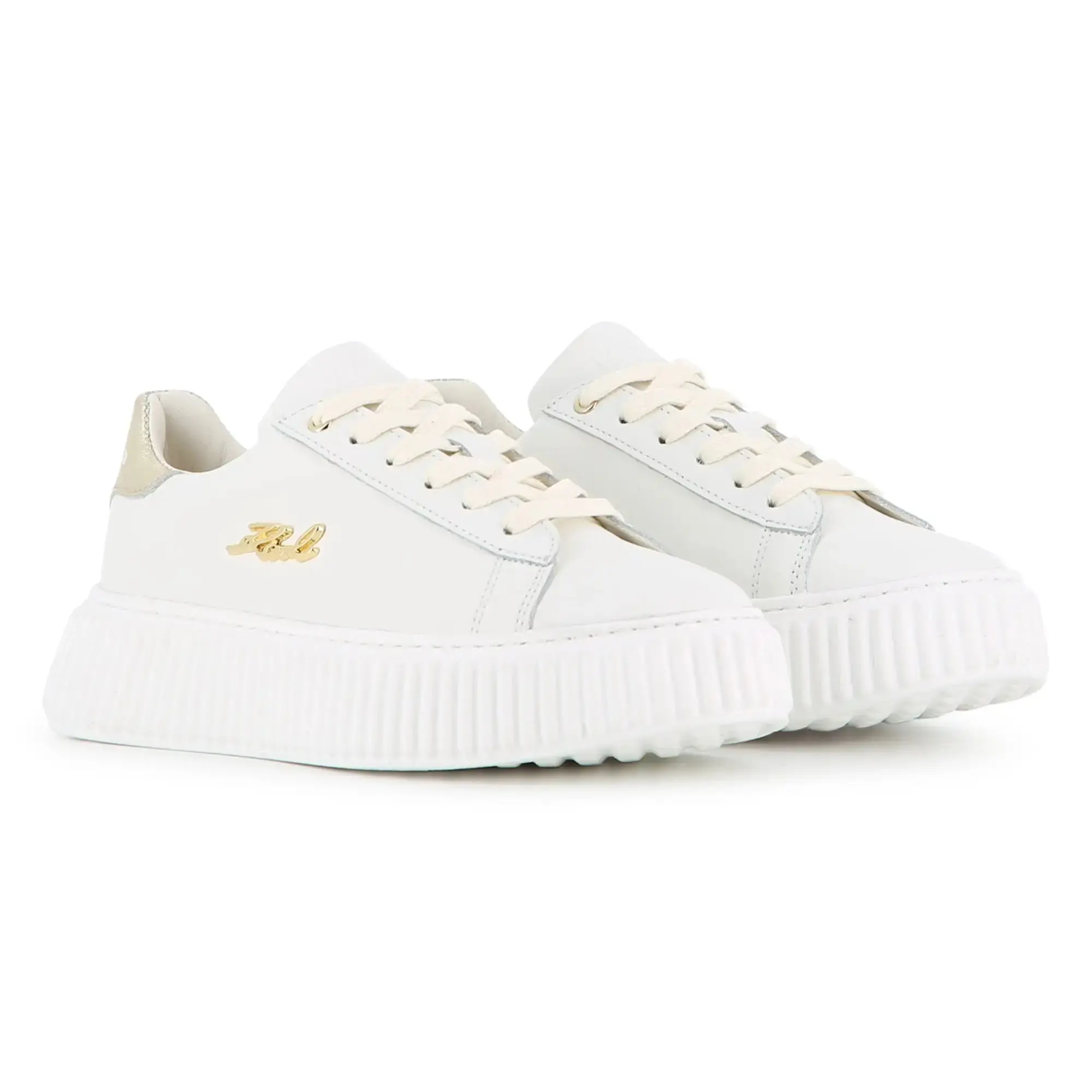 Karl Lagerfeld White Gold Chunky Lace Sneaker