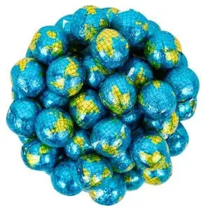 Madelaine Globe Foiled Milk Chocolate Earth Balls: 10LB Case