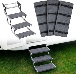 Nilight RV Step Covers 3 Pack 22 inch, Fit 8-11" Deep Camper Steps Adjustable Wrap Around RV Step Rug with Snap Fasteners on Electrical & Manual RV Stairs Carpet for Camper Trailers Steps Outside,Gray