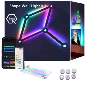 RGB Wall Light lines, Smart Gaming LED Lights DIY Geometry Splicing Gaming Wall Light Bar, Backlit Modular APP Control Colour Changing for Game Room,Bedroom,Home Decor Lights Lighting Modes Adjustable(white)