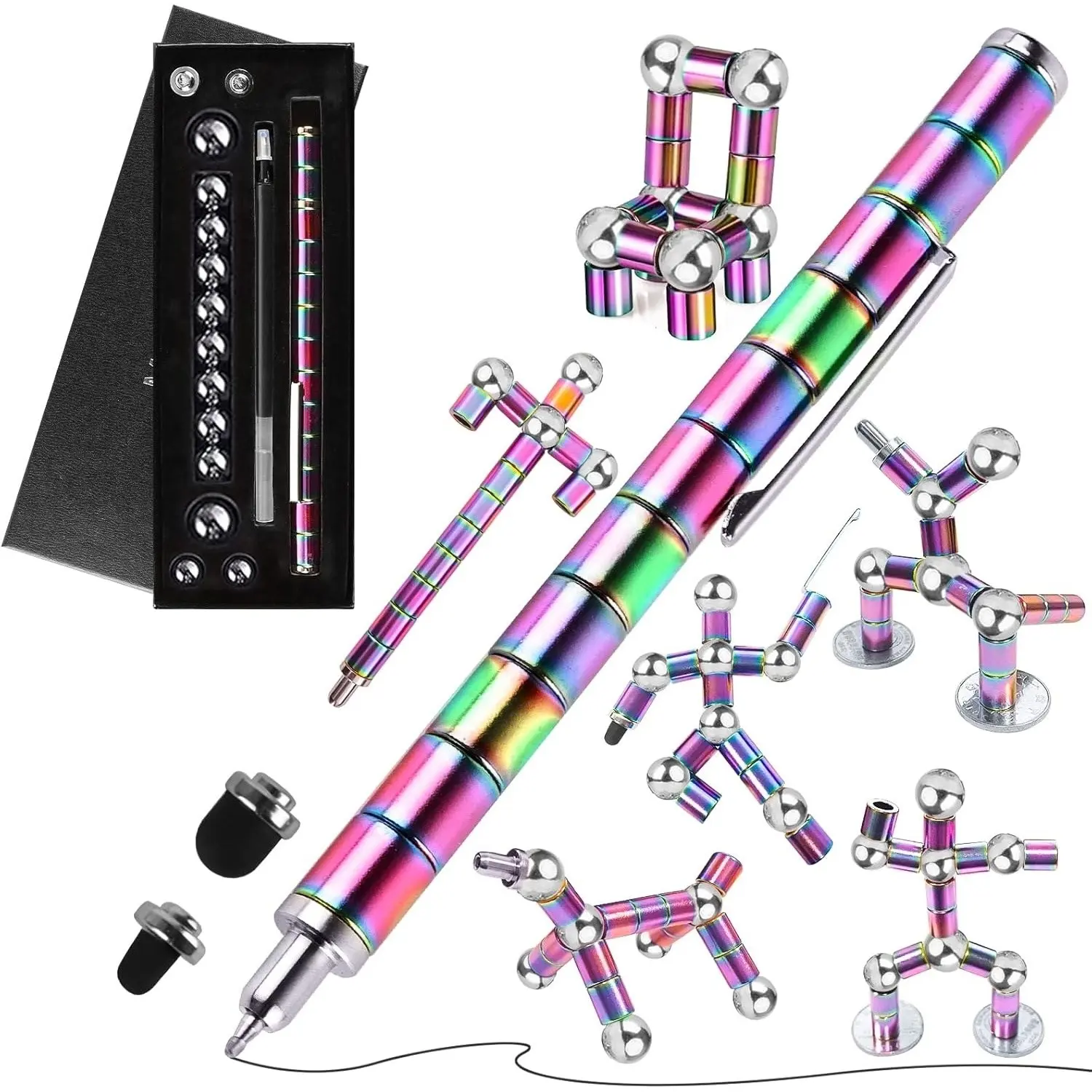 Rainbow Color Metal Writing Pen Toy, DIY Adult Multifunctional Pen, Creative Gift for Graduation, Back-To-School, Christmas Classroom Party