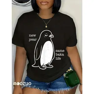 100% Cotton New Year Same Baka Life Baka Penguin T-Shirt