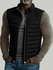 Men's Sleeveless Zipper Fitted Vest Jacket Gilet with Side Pockets, Casual Formal Outdoor Wear, Comfortable Daily Fashion, Christmas Gift Essential