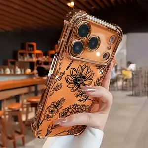 A Design Featuring a Black And White Sunflower Pattern Magnetic Phone Case Shockproof for iPhone 17 Pro Max Air 16 16e 15 14 Plus 13 12 11 X XS Pattern MagSafe Acrylic Back TPU Edges Drop-Proof Lightweight Cover Gift 2D printing