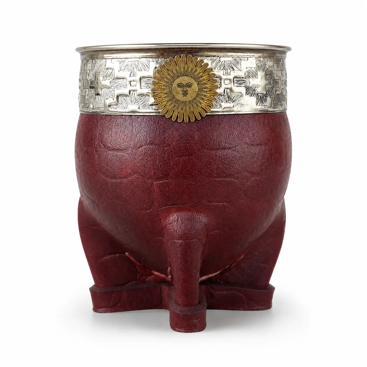 Terrava Traditional Red Leather Imperial Mate Cup Set - Handmade Argentine Mate, Stainless Steel Bombilla