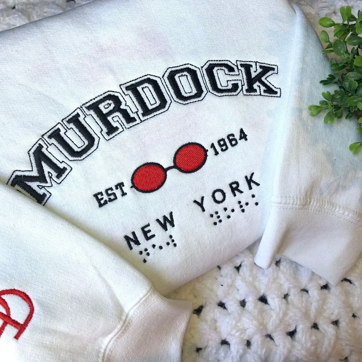 Murdock Varsity Braille embroidered sweatshirt Unisex Casual