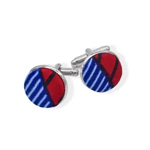 Red and Blue African Print Cuff Links