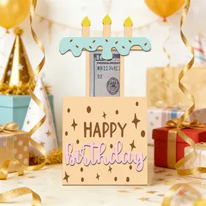 1pc Birthday Money card box, Birthday Money wooden Box for Cash Gift with Pull Out Card, Gift box design, for Parents, Lovers, Kids and Friends, Creative Way to Give Cash as A Gift