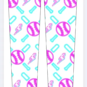 Neon Baseball Youth Arm Sleeve with Pink and Teal Geometric Design for Sports Activities