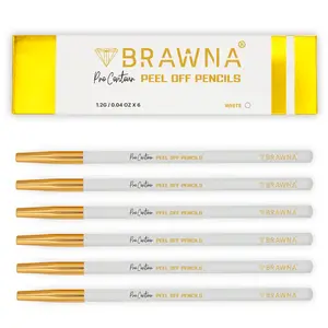 BRAWNA - Brow Pro Peel Off Pencils For Lip &  Eyebrow Mapping - White - Pack of 6 or 12