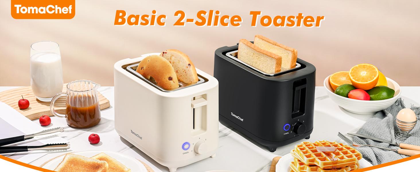 TomaChef Toaster,Toaster,2 Slice Wide Slot,Cancel Function,7 Shade Browing Control,Compact Design,High-Lift Lever,Removable Crumb Tray