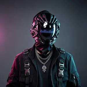 COSTRIBE CyberPunk LED Full Face Halloween Mask, Light Up Futuristic Accessory for Halloween Rave Festival outdoorfun Mask Design face masks face mask