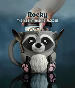 Rocky the Ice Pint Holding Raccoon | 3D Printed Cozy Dessert Cup with Spoon Holders | Adorable Raccoon Dessert Cup | Ice Cream Lover Gift