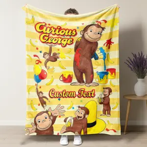 Custom Curious George Paint Party Fleece Blanket – Personalized Monkey Birthday & Playtime Plush Throw, Perfect Gift for Kids, Curious George Fans & Little Artists